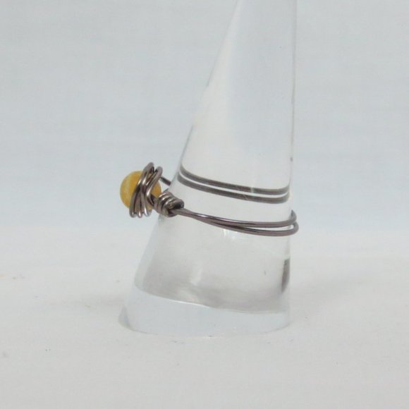 New Copper Hand Crafted Citrine Color Quartz Ring - Picture 5 of 9